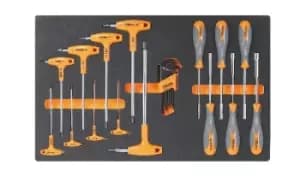 Image of Beta Tools M60 24pc Hex/Torx Key & Nut Spinner Set in Soft Tray for Roller Cabs
