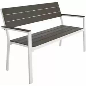 Image of Tectake - Garden bench 2-seater w/ aluminium frame (128x59x88cm) - light grey/white - light grey/white