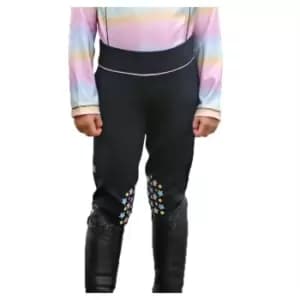 Image of Little Rider Girls Dazzling Dream Horse Riding Tights (3-4 Years) (Navy/Pastel)