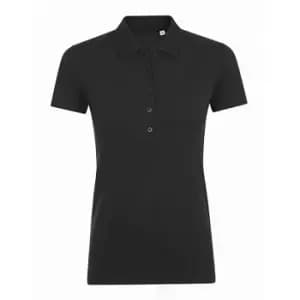 Image of SOLS Womens/Ladies Phoenix Short Sleeve Pique Polo Shirt (XL) (Black)