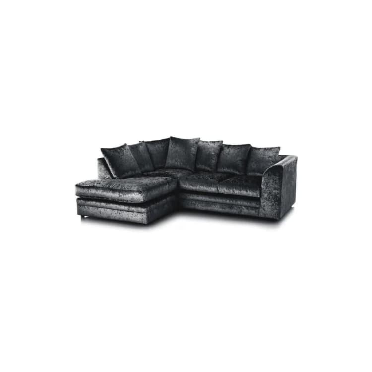 Image of LUXURY LIFE Dylan Crushed Velvet Fabric Left Hand Facing Corner Sofa Black