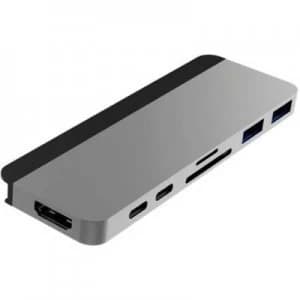 Image of HyperDrive HD28C-SILVER USB-C (USB 3.1) multiport hub Ultra HD compatibility, Aluminium casing, additional USB-C port, + built-in SD card reader Silve