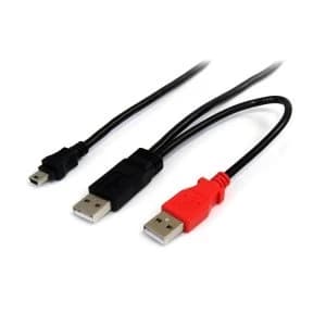 Image of StarTech 1ft USB Y Cable for External Hard Drive USB A to mini B