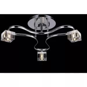 Image of Diyas - Sisco semi-round ceiling light 3 bulbs polished chrome
