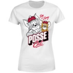 Image of Tom & Jerry Posse Cat Womens T-Shirt - White - XXL
