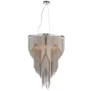 Image of Ceiling Pendant Light Bright Nickel Plate & Silver Effect Chain 7 x 40W E14