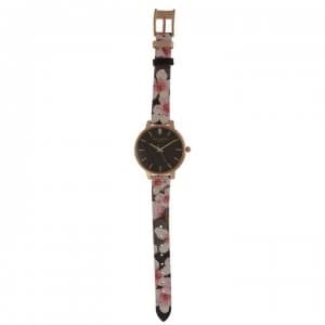 Image of Ted Baker Black Dial Watch - Black/floral
