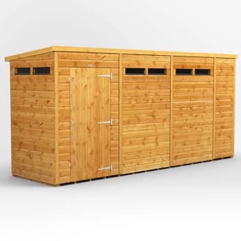 Image of 14x4 Power Pent Security Shed - Brown