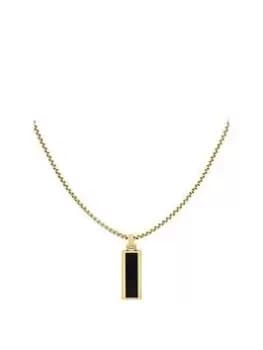 Image of Tommy Hilfiger Mens Gold Plated Onyx Stone Necklace