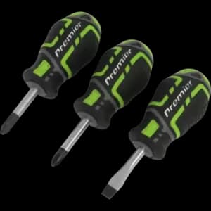 Image of Sealey Gripmax 3 Piece Hi Vis Stubby Screwdriver Set