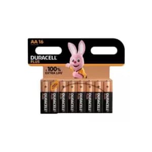 Image of Duracell Plus AA Alkaline Batteries - Pack of 16