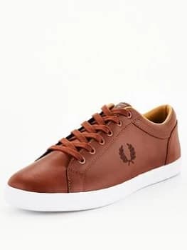 Image of Fred Perry Baseline Leather Trainer - Tan, Size 10, Men