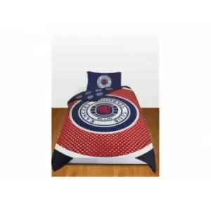Image of Rangers FC Official Football Crest Reversible Single Duvet And Pillow Case Set (One Size) (Red/White/Blue)