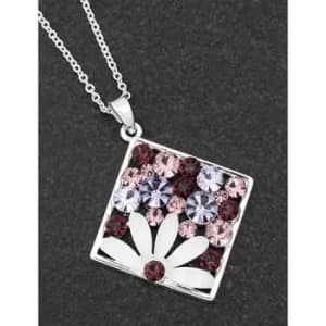 Image of Boho Chic Silver Plated Floral Diamond Shaped Necklace