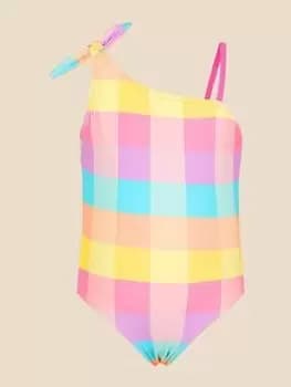 Image of Accessorize Girls Check Swimsuit - Multi, Size Age: 3-4 Years, Women