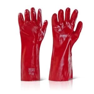 Image of Click2000 PVC Gauntlet Open Cuff 16" Red Ref PVCR16 Pack 50 Up to