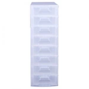 Image of Really Useful Box 8 x 7 Litre Plastic Drawer Unit Transparent 300 x 420 x 925 mm