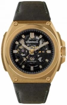 Image of Ingersoll THE MOTION Automatic Black Skeleton Dial Olive Watch