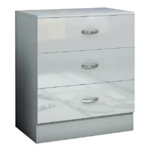 Image of Fwstyle High Gloss Grey 3 Drawer Chest