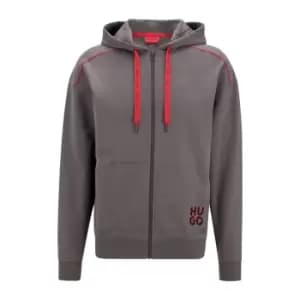 Image of Hugo Mono Logo Zip Hoodie - Grey