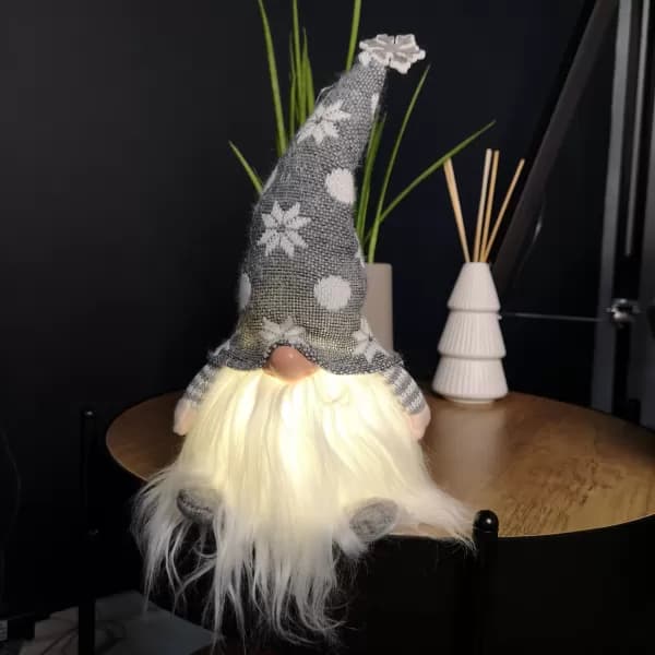 Image of 30cm Battery Operated Light up Christmas Standing Gonk Decoration in Grey