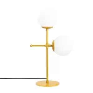 Image of Model 8 Deco 2-Light Globe Table Lamp Golden