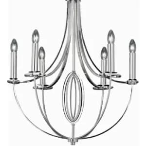 Image of Multi Light Ceiling Pendant 6 Bulb Nickel Feature Chandelier Vintage Metal Lamp