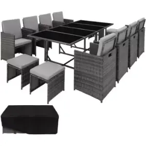 Image of Garden rattan furniture set Palma 12 seats, 1 table - garden tables and chairs, garden furniture set, outdoor table and chairs - grey/light grey
