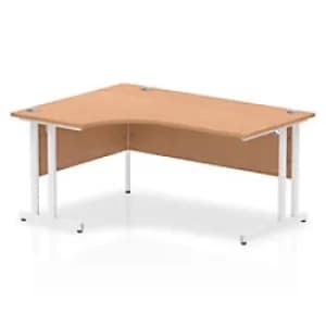 Image of Corner Desks Left Hand Crescent Desk Oak MFC Cantilever Legs White Impulse 1600/1200 x 600 x 800 x 730mm