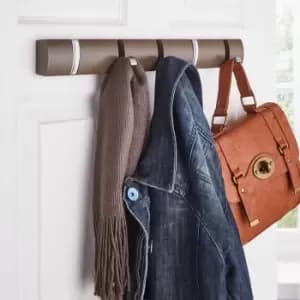 Image of House of Home 5 Satin Chrome Hooks On Espresso Mdf Board