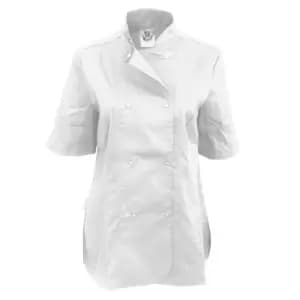 Image of Dennys Womens/Ladies Short Sleeve Fitted Chef Jacket (XL) (White)