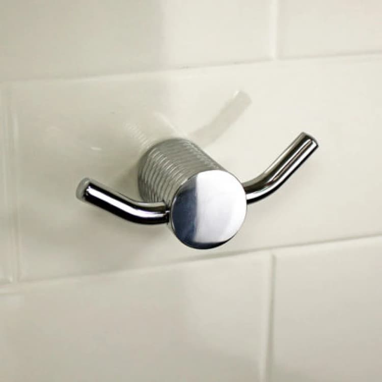 Image of Showerdrape Vitality Chrome Stainless Steel Wall Mounted Double Robe Hook Silver