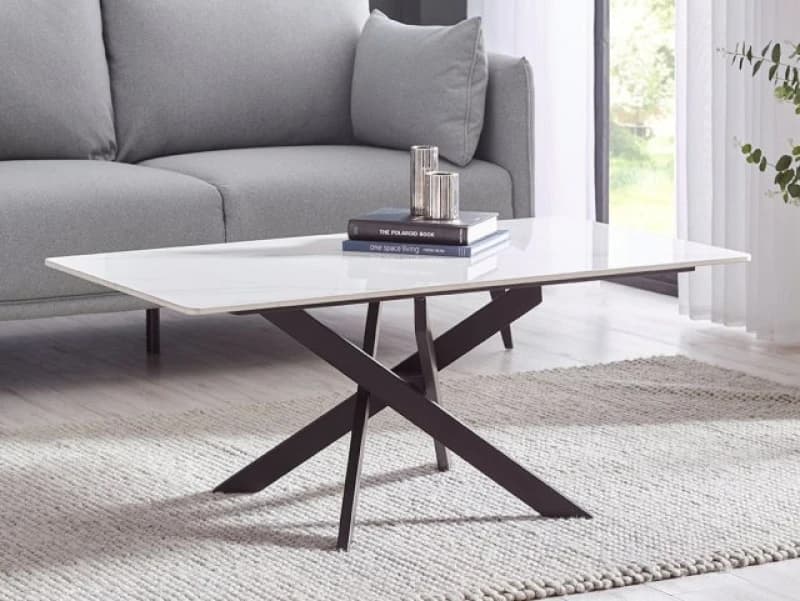 Image of Julian Bowen Bradley White Marble Coffee Table