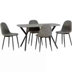 Image of Seconique - Athens Dining Set Concrete Effect with 4 Grey Chairs