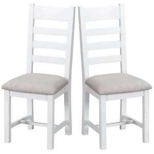 Image of Robert Dyas Madera Ready Assembled Pair of Ladder Back Wooden Chairs with Padded Seats