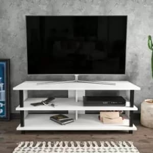 Image of Pueblo 120 Cm Wide tv Stand, tv Console, tv Unit Storage With Open Shelves For Living Room, Bedroom, Hallway - Black And White - Black / White