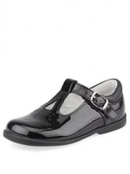 Image of Start-Rite Younger Girls Swirl T-Bar School Shoes - Black Patent