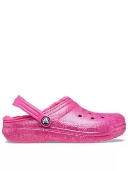 Image of Crocs Classic Glitter Lined Clog, Pink, Size 3 Older