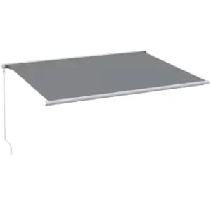 Image of Outsunny 4 x 3m Full Cassette Electric/Manual Retractable Awning with LED Light and Remote Controller, Sun Canopies for Patio Door Window, Grey