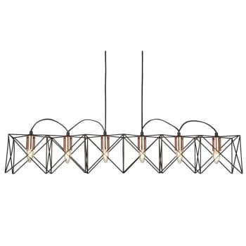 Image of 6 Light Ceiling Pendant Bar Black, Copper, E27