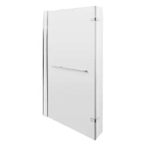 Image of Nuie Pacific L Shaped Bath Screen Hinged With Rail - Polished Chrome