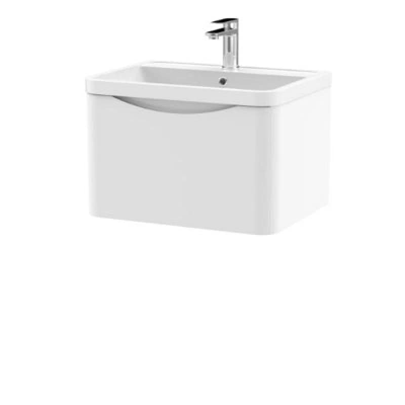 Image of Lunar Wall Mounted 1 Drawer Vanity Unit with Polymarble Basin Soft Black