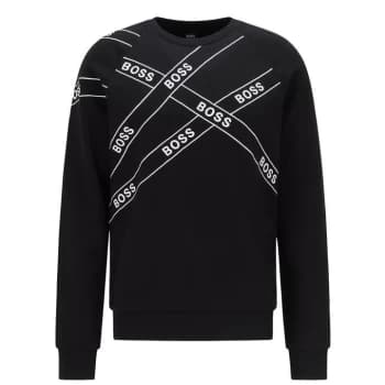 Image of Boss Logo Wrapped Crew Sweater - Black