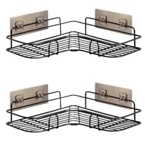 Image of House of Home Set Of 2 Corner Shower Caddy In Black Nano Coating