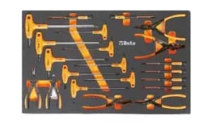 Image of Beta Tools M62 21pc Pliers & Micro Screwdriver Set Soft Tray for Roller Cab
