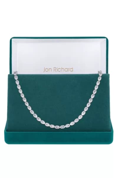 Image of Rhodium Plated And Cubic Zirconia Tennis Necklace - Gift Boxed