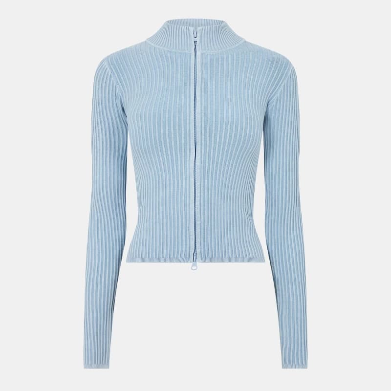 Image of Jack Wills Acid Wash Zip-Up Top - White White 8