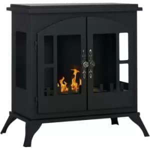 Image of HOMCOM Ethanol Fireplace Stove Freestanding Bioethanol Fire w/ 0.9L Tank Black - Black