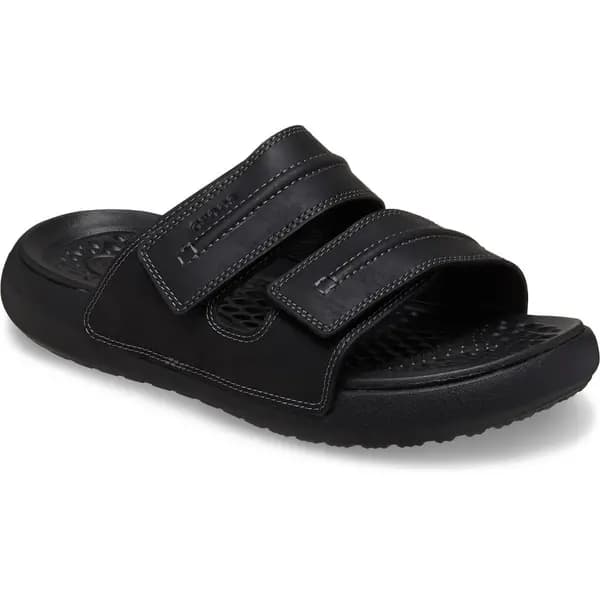 Image of Crocs Mens Yukon Vista II Leather Sliders Sandals UK Size 10 (EU 45-46) Black CRC488-BLACK-10