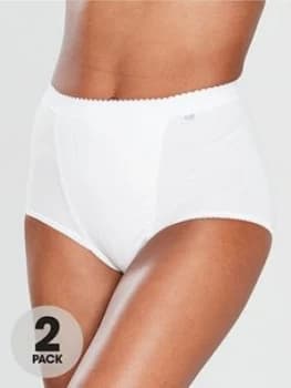 Image of Sloggi 2 Pack Control Maxi Brief, White, Size 10, Women